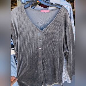 Woman Within Charcoal Gray Top